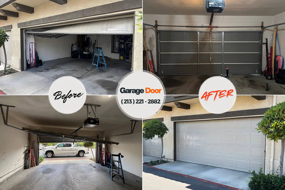 Before and after: garage door repair Honeygo, MD